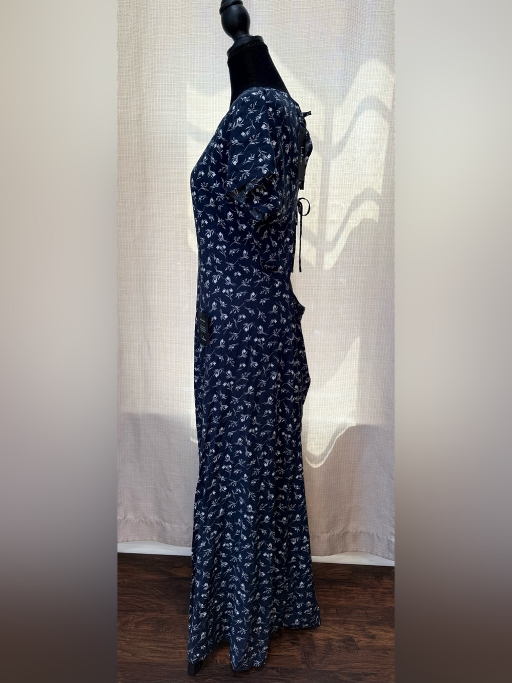 Lulus New Desires Navy Blue Floral Print Backless Maxi Dress Sz XL NWT Flirty - Picture 8 of 16